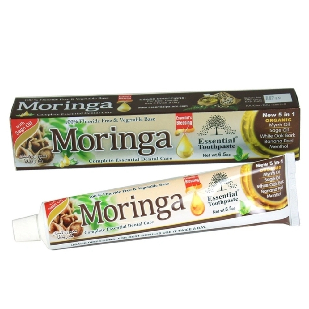 Moringa Toothpaste With Sage Oil Fluoride Paraben Free, Vegan, 5 In 1, 6.5 oz